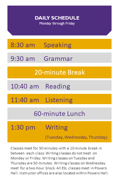 Daily Schedule 2017